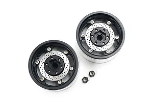 Yeah Racing Black Aluminium 1.9" BXC 6 Spoke Rims 2Pcs w/ Brake Rotors image 38512