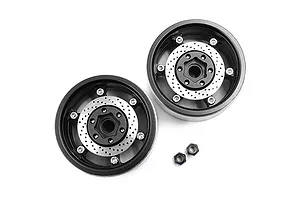 Yeah Racing Black Aluminium 1.9" BXC 6 Spoke Rims 2Pcs w/ Brake Rotors image 38517
