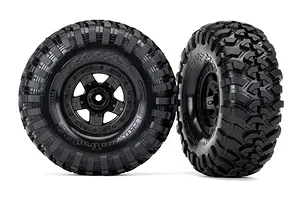 Traxxas 2.2" Canyon Trail Tyres on Black Rims - Glued Wheels 2Pcs 8181