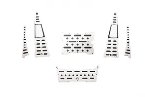 GPM Silver Stainless Steel TRX-4 Defender Slip Proof Bonnet Hood Plate Set 5Pcs image 39010