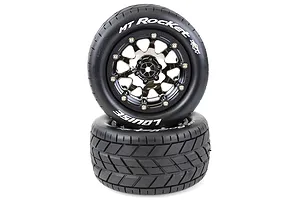 Louise 3.3" MT-Rocket MFT Tyres on Black Chrome Rims - Beadlocked Wheels 2Pcs image 39460