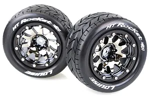 Louise 3.3" MT-Rocket MFT Tyres on (1/2 Offset) Black Chrome Rims - Beadlocked Wheels 2Pcs image 39461