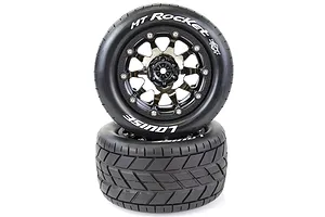 Louise 3.3" MT-Rocket MFT Tyres on (1/2 Offset) Black Chrome Rims - Beadlocked Wheels 2Pcs image 39462