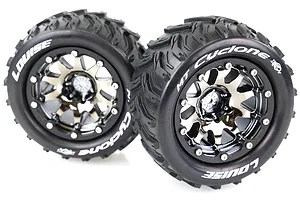 Louise 3.3" MT-Cyclone MFT Tyres on (1/2 Offset) Black Chrome Rims - Beadlocked Wheels 2Pcs image 39473