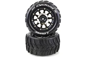 Louise 3.3" MT-Cyclone MFT Tyres on (1/2 Offset) Black Chrome Rims - Beadlocked Wheels 2Pcs image 39474