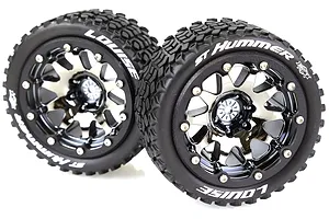 Louise 3.3" ST-Hummer MFT Tyres on (1/2 Offset) Black Chrome Rims - Beadlocked Wheels 2Pcs image 39488