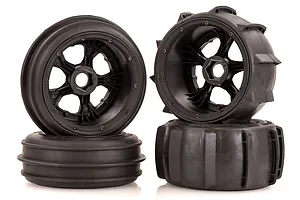 Rovan 4.7/5.5" Baja 5B Sand Buster Tyres on Black Rims - Beadlocked Wheel Set image 39968