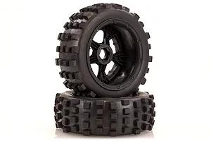 Rovan 4.7/5.5" Baja 5T/5SC Front MX Tyres on Black Rims - Beadlocked Wheels 2Pcs image 39972