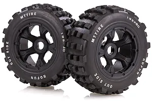 Rovan 4.7/5.5" Baja 5T/5SC Rear MX Tyres on Black Rims - Beadlocked Wheels 2Pcs image 39973