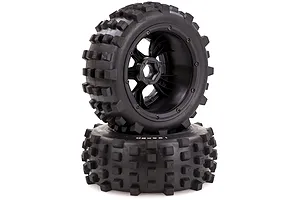 Rovan 4.7/5.5" Baja 5T/5SC Rear MX Tyres on Black Rims - Beadlocked Wheels 2Pcs image 39975