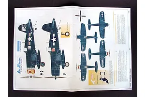 Instruction sheet for a 1/32 scale Vought F4U-4 Corsair model kit showing painting and decal placement guides for two different aircraft liveries.