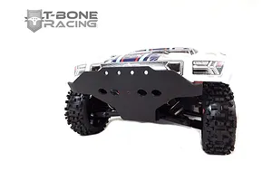 A T-Bone Racing front bumper installed on an ARRMA Senton RC short course truck against a white background.