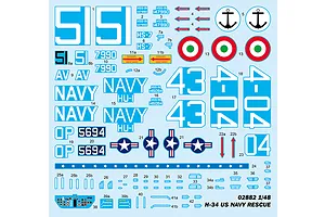 Trumpeter 1/48 H-34 Navy Rescue Helicopter Scaled Plastic Model Kit image 41025