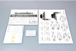 Instruction manual, decal sheets, and painting guide for the Trumpeter 1/700 scale USS Abraham Lincoln CVN-72 model kit.