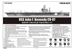 Trumpeter 1/700 USS John F. Kennedy CV-67 Aircraft Carrier Plastic Model Kit image 41190