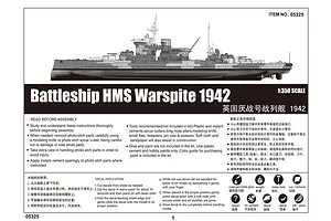 Trumpeter 1/350 HMS Warspite 1942 Battleship Plastic Model Kit image 41246