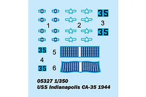 Trumpeter 1/350 USS Induanapolis CA-35 1944 Heavy Cruiser Plastic Model Kit image 41257