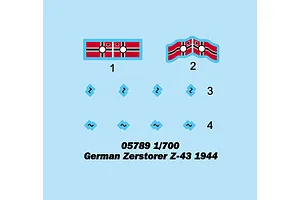 Trumpeter 1/700 German Zerstorer Z-43 1944 Destroyer Plastic Model Kit image 41339
