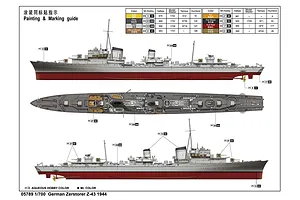 Trumpeter 1/700 German Zerstorer Z-43 1944 Destroyer Plastic Model Kit image 41342