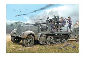Trumpeter 1/35 German Half-Track w/ 20mm Flakvierling (Sd.Kfz7/1) & w/ Sd.Anhanger 51 Scaled Plastic Model Kit image 41522
