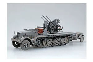 Trumpeter 1/35 German Half-Track w/ 20mm Flakvierling (Sd.Kfz7/1) & w/ Sd.Anhanger 51 Scaled Plastic Model Kit image 41526