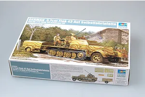 Trumpeter 1/35 German 3.7cm Flak 43 Auf Selbstfahrlafette (Sd.Kfz.7/2) w/ Sd.Anhanger 52 Self-Propelled Anti-Aircraft Gun Scaled Plastic Model Kit image 41562