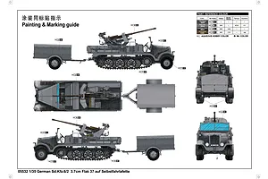 Trumpeter 1/35 German 3.7cm Flak 37 Auf Selbstfahrlafette (Sd.Kfz.6/2) Self-Propelled Anti-Aircraft Gun Scaled Plastic Model Kit image 41578
