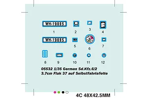Trumpeter 1/35 German 3.7cm Flak 37 Auf Selbstfahrlafette (Sd.Kfz.6/2) Self-Propelled Anti-Aircraft Gun Scaled Plastic Model Kit image 41579