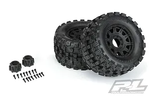 Pro-Line 3.8" MX38 HP Belted Tyres on Black Raid Rims - Glued Wheels 2Pcs image 41819