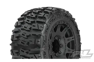 Pro-Line 3.8" Trencher LP Belted Tyres on Black Raid Rims - Glued Wheels 2Pcs image 41833