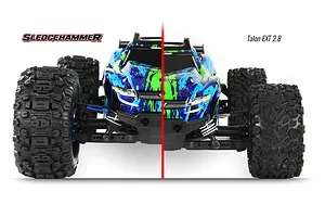 Traxxas 2.8" Sledgehammer Extreme Tyres on Black Rims - Glued Wheels 2Pcs image 41945