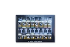 Vallejo Model Air Allied Forces WWII Colour Acrylic Airbrush Paint Set 16Pcs