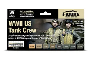 Vallejo Model Air WWII US Tank Crew Colour Acrylic Paint Set 8Pcs