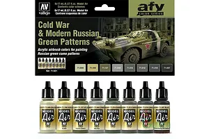 Vallejo Model Air Cold War &amp; Modern Russian Green Patterns Colour Acrylic Paint Set 8Pcs