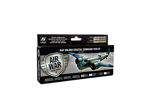 Vallejo Model Air RAF &amp; FAA Coastal Command 1939-45 Colour Acrylic Airbrush Paint Set 8Pcs