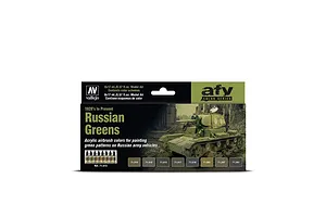 Vallejo Model Air Russian Greens (1928's to Present) Colour Acrylic Paint Set 8Pcs