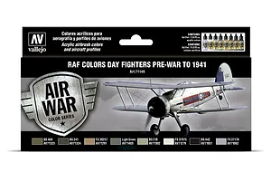 Vallejo Model Air RAF &amp; FAA Day Fighters Pre-War to 1941 Colour Acrylic Airbrush Paint Set 8Pcs