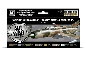 Vallejo Model Air Soviet/Russian MiG-21 "Fishbed" from 50's to 90's Colour Acrylic Paint Set 8Pcs