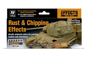 Vallejo Model Air Rust &amp; Chipping Effects Colour Acrylic Airbrush Paint Set 8Pcs