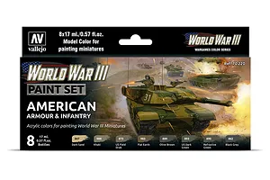 Vallejo Model Colour WWIII American Armour &amp; Infantry Colour Acrylic Paint Set 8Pcs