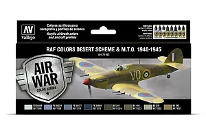 Vallejo Model Air WWII RAF Desert Colour Acrylic Airbrush Paint Set 8Pcs