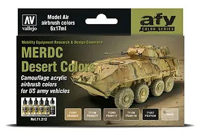 Vallejo Model Air MERDC Desert Colour Acrylic Paint Set 6Pcs