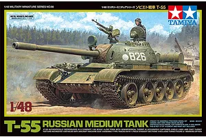 Tamiya 1/48 Russian T-55 Medium Tank Scaled Plastic Model Kit image 42479
