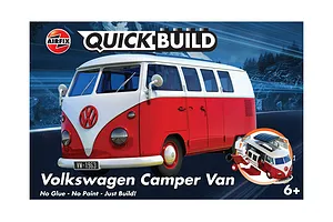 Airfix Quickbuild Volkswagen Kombi Camper Van Plastic Model Kit - Red & White image 42743
