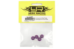 Yeah Racing 4mm Purple Aluminium Flanged Serrated Nuts 4Pcs image 43320