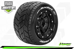 Louise 3.3" 1/10 Maxx 4S MT-Rocket MFT Tyres on (1/2 Offset) Black Rims - Beadlocked Wheels 2Pcs image 43855