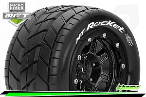 Louise 3.3" 1/10 Maxx 4S MT-Rocket MFT Tyres on (1/2 Offset) Black Rims - Beadlocked Wheels 2Pcs image 43856