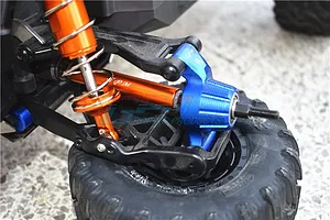 GPM Blue Aluminium & Harden Steel Maxx 4S Front and Rear Universal Drive Shafts Set 4Pcs w/ 17mm Clawed +2mm Off-Set Wheel Hexes & Hardware image 44172