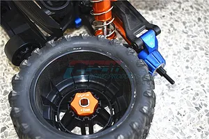 GPM Blue Aluminium & Harden Steel Maxx 4S Front and Rear Universal Drive Shafts Set 4Pcs w/ 17mm Clawed +2mm Off-Set Wheel Hexes & Hardware image 44173