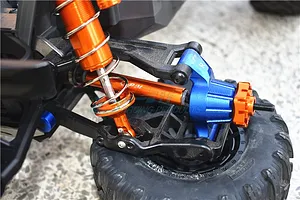 GPM Blue Aluminium & Harden Steel Maxx 4S Front and Rear Universal Drive Shafts Set 4Pcs w/ 17mm Clawed +2mm Off-Set Wheel Hexes & Hardware image 44174